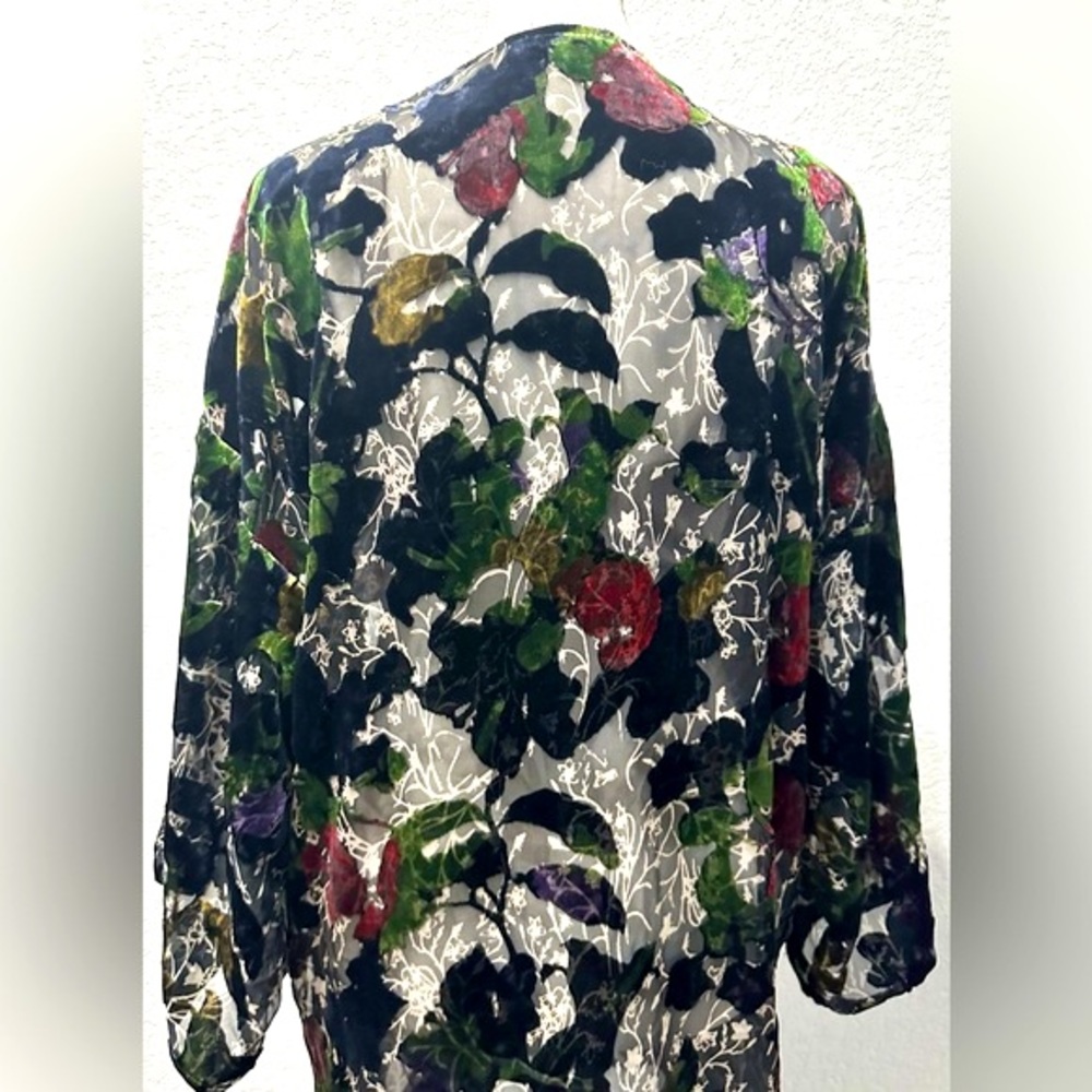 Daniel Rainn Black Velvet and Lace Floral Kimono Sz M - Picture 9 of 16